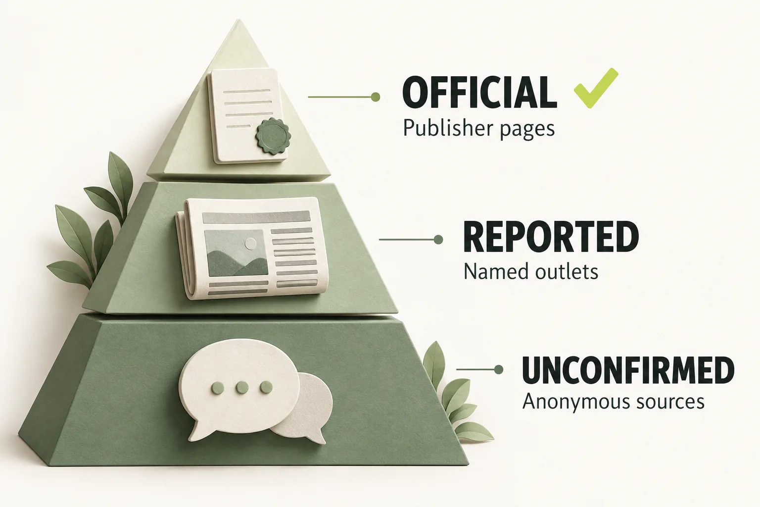 Three tiers of release information: official publisher pages, named outlet reports and anonymous-source claims